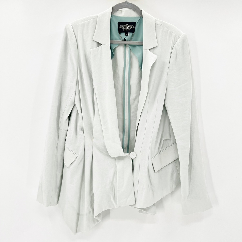 Rachel Roy Blazer Womens 10 Light Sage Green Asymmetrical Draping 10304057‎